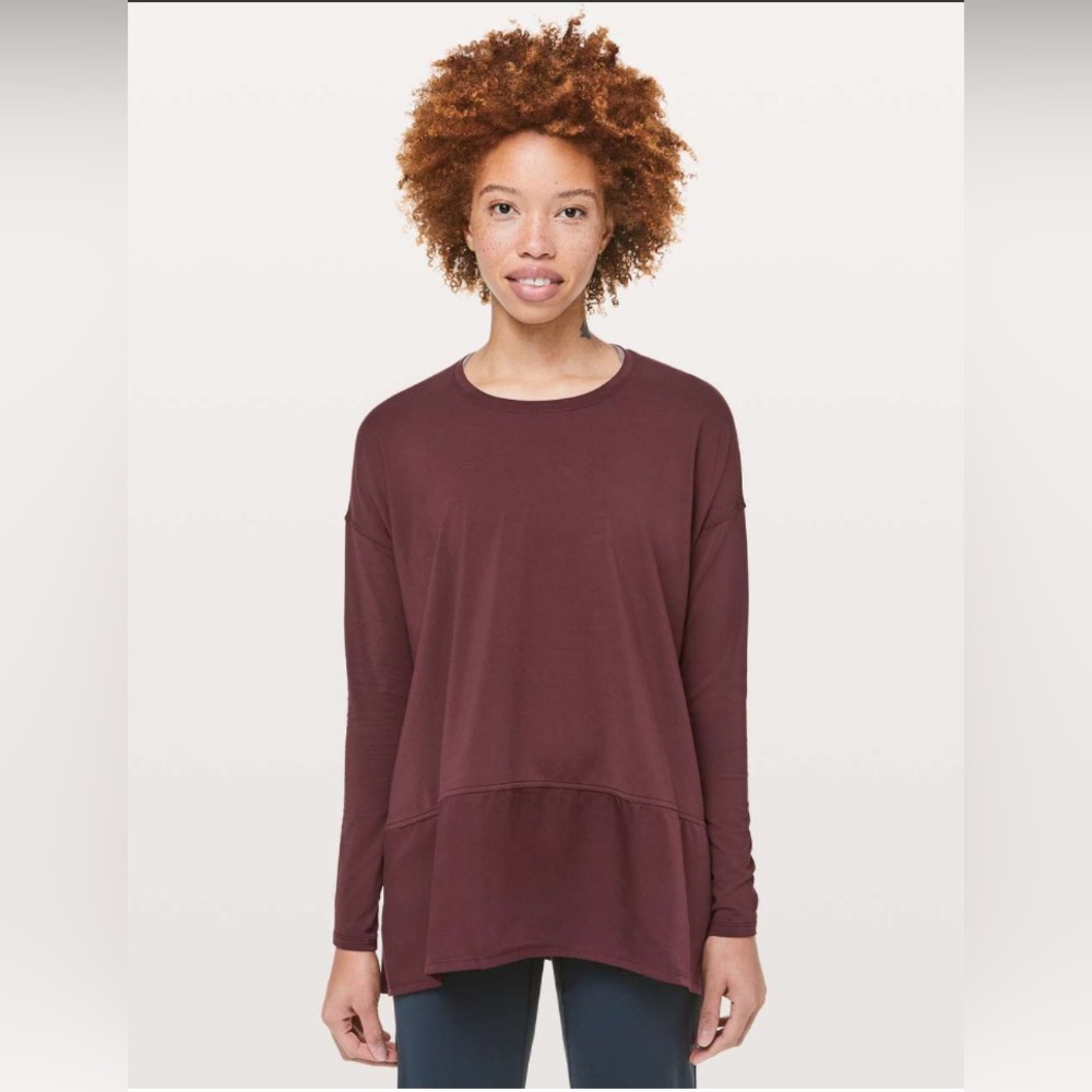 B- Lululemon Ease of Mind Long Sleeve Top – Bordeaux Drama Color